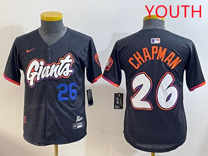 Youth San Francisco Giants #26 Chapman Black Joint Name 2025 Nike MLB Jersey style 3->youth mlb jersey->Youth Jersey